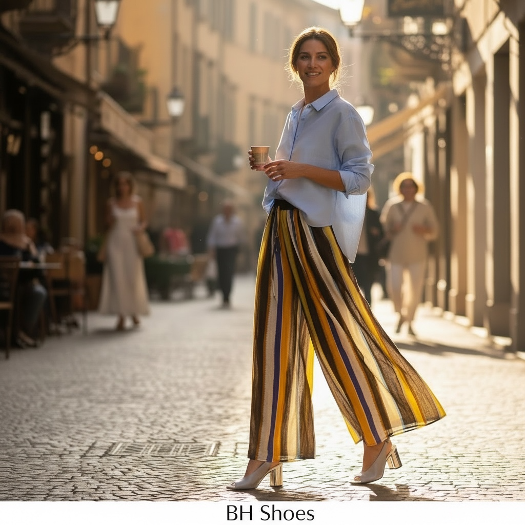 Nuovo Completo BH Clothing Pantalone a righe con camicia azzurra