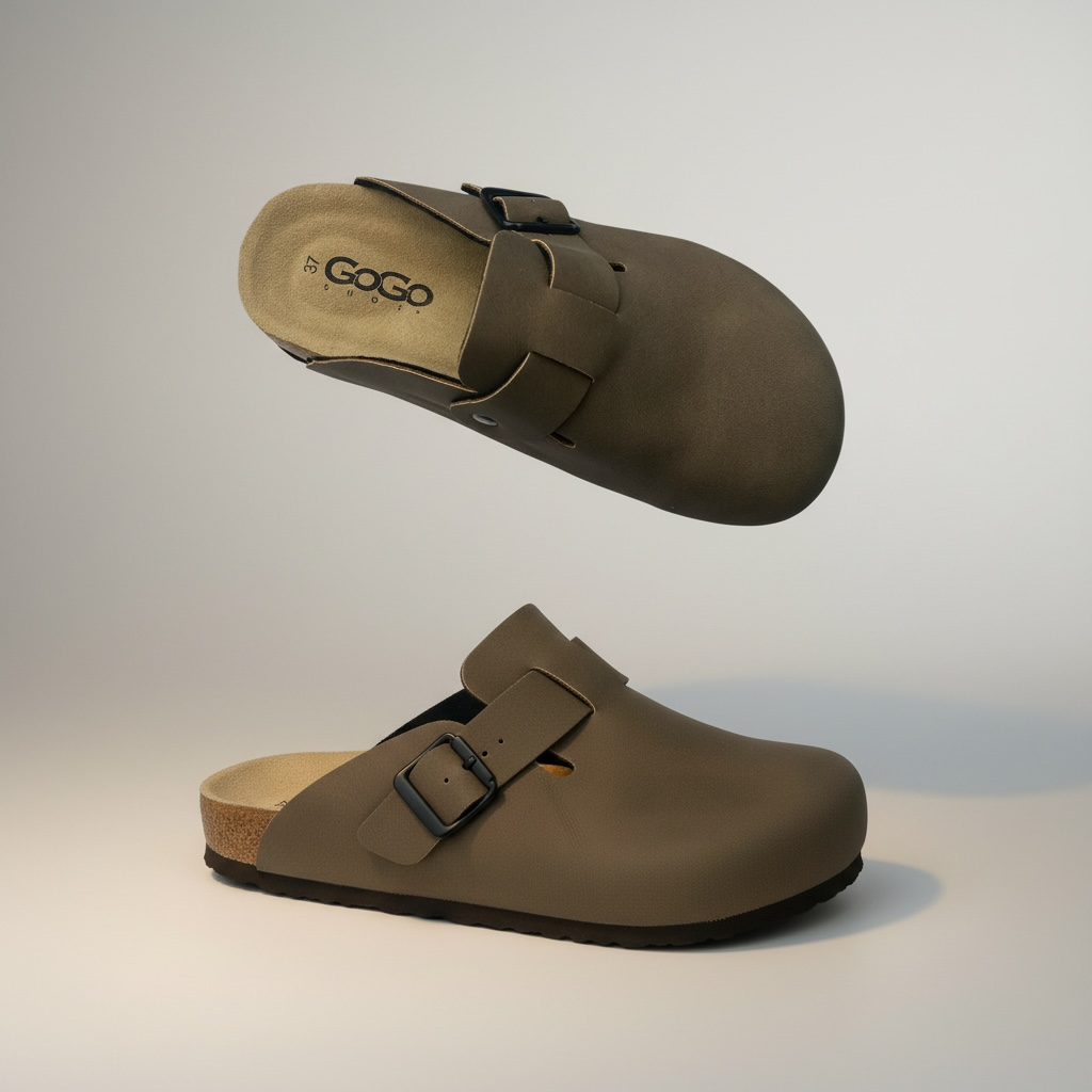 Slip-on Sabot moderno con suola ergonomica Suede Taupe, Scarpa Sabot