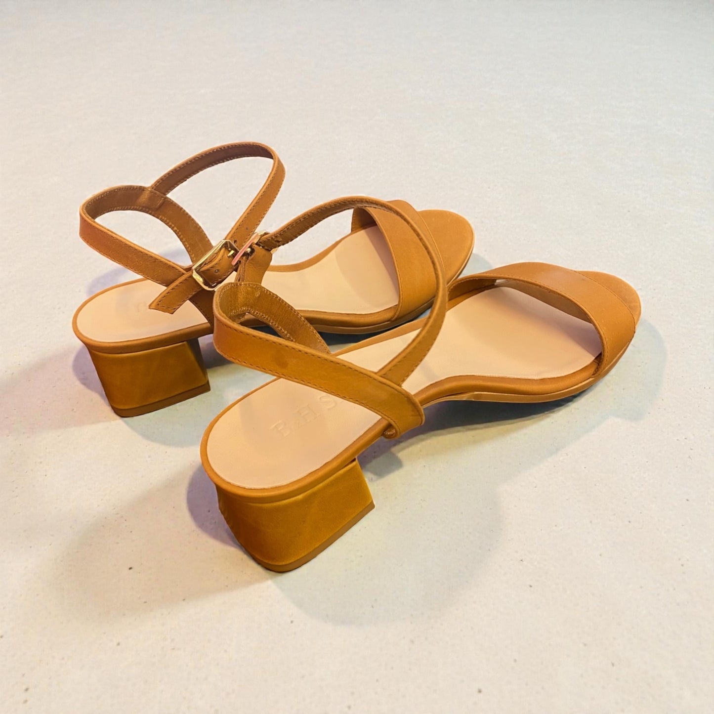 Sandalo Donna con Tacco Largo 5 cm – Pelle Cuoio, Cinturino alla Caviglia | BH Shoes