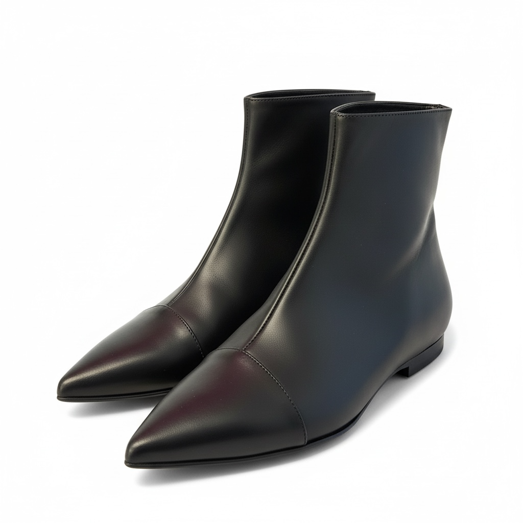 Stivaletto Pikes di pelle nero basso con zip | BH shoes basic