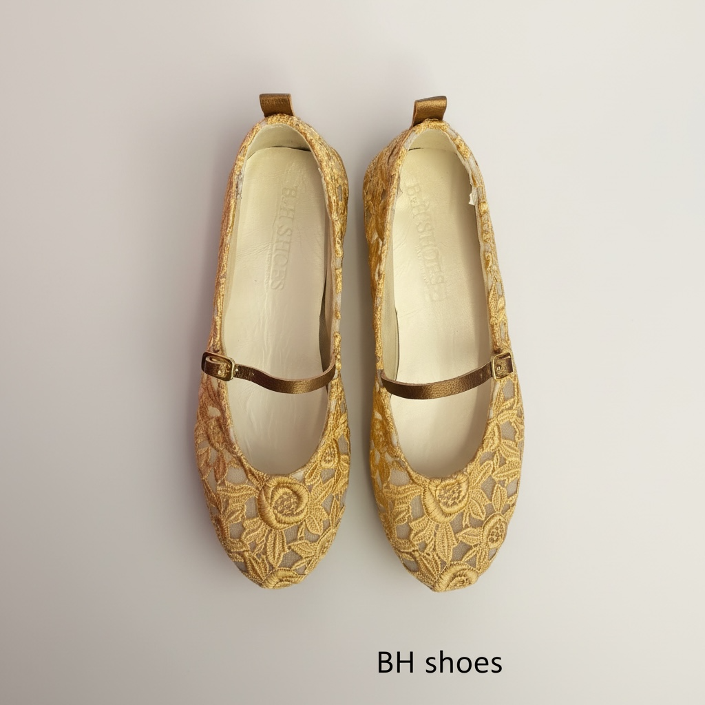 Décolleté Ballerine Mary jane di Pizzo oro/giallo