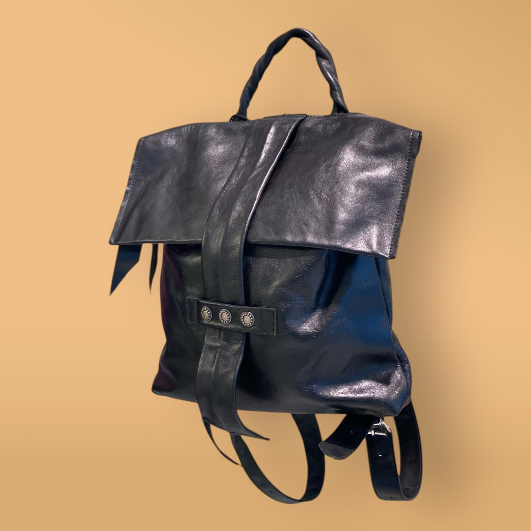 Borsa Zaino Vera Pelle Nero Ultra High Performance