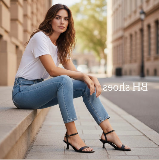 Sandalo donna estivo pelle nero tacco 50 rocchetto