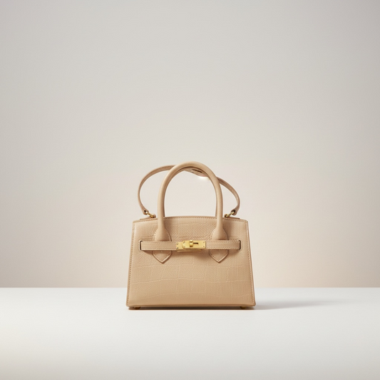 ‘Mini kelly nude - Borsa elegante tonalità beige/nude effetto coccodrillo - BH shoes
