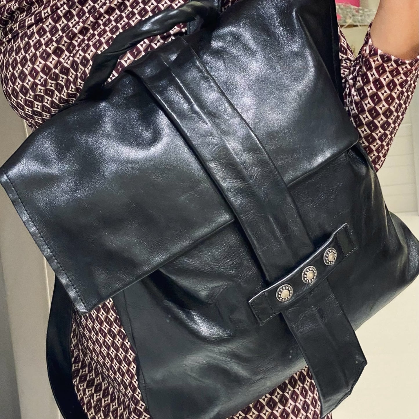 Borsa Zaino Vera Pelle Nero Ultra High Performance
