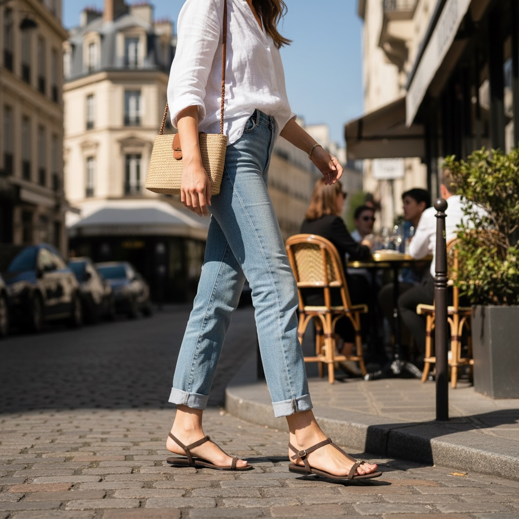 Sandalo Donna in Pelle Suede Marrone Testa di Moro – Flat Elegante con Cinturino alla caviglia -BH shoes