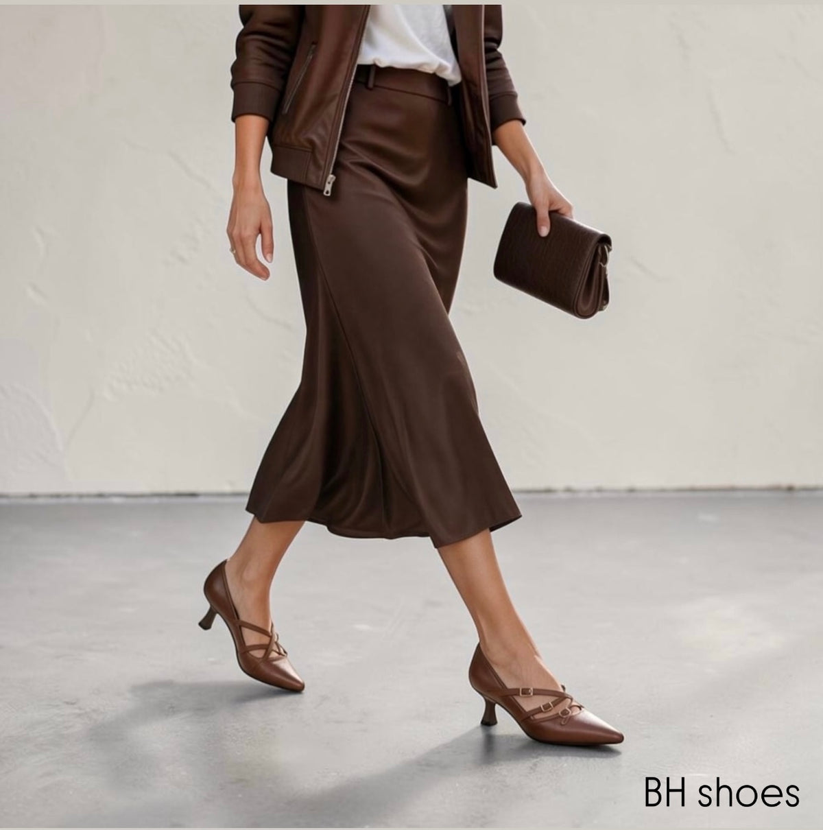 Nuova Décolleté | BH shoes Pelle marrone medio asimmetrico tacco 5 centimetri e fibbie regolabili completamente confortabile