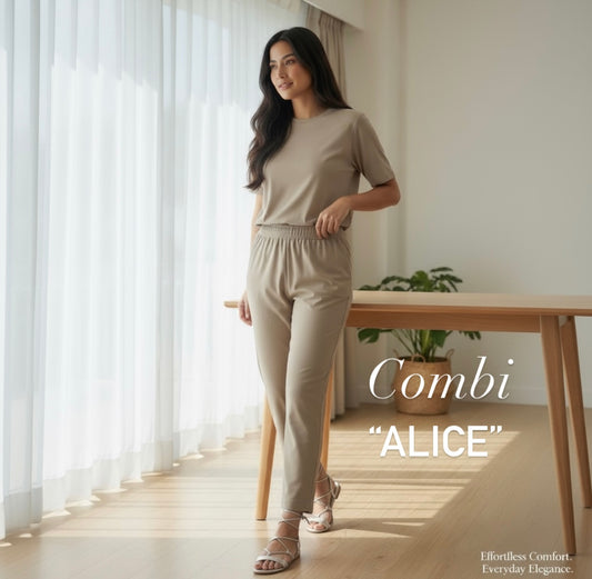 5. Set Coordinato Alice - Maglia e Pantaloni Beige/tortora effetto relax