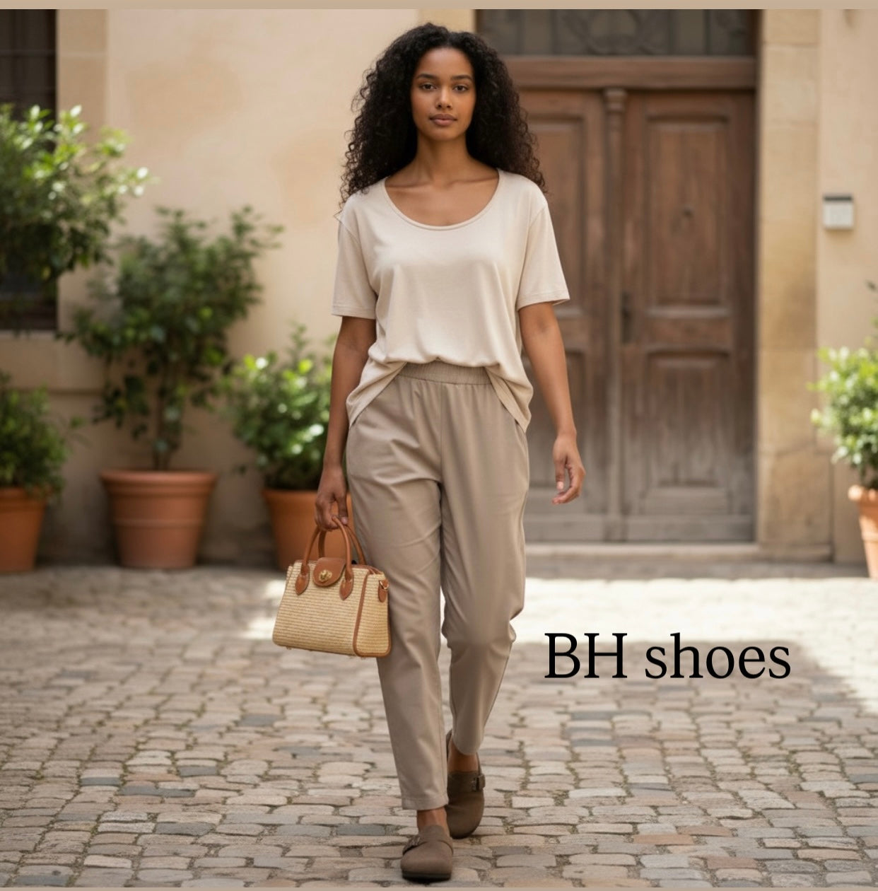 Pantalone “Alice” Casual ed eleganteTaglio Ampio color Beige/Tortora