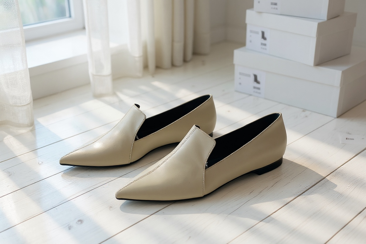 Scarpa pelle modello Classic woman colore vaniglia, décolleté. Tacco basso.