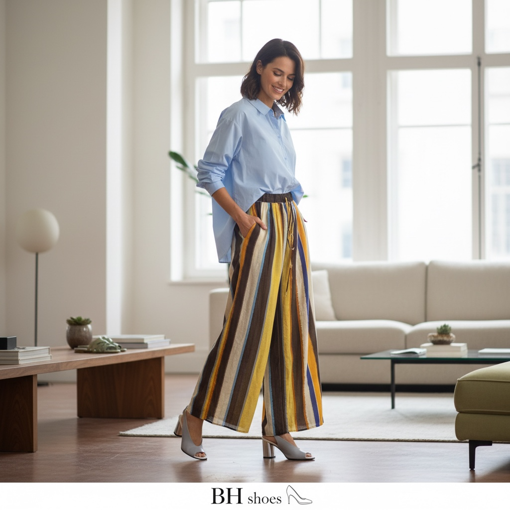 Nuovo Completo BH Clothing Pantalone a righe con camicia azzurra
