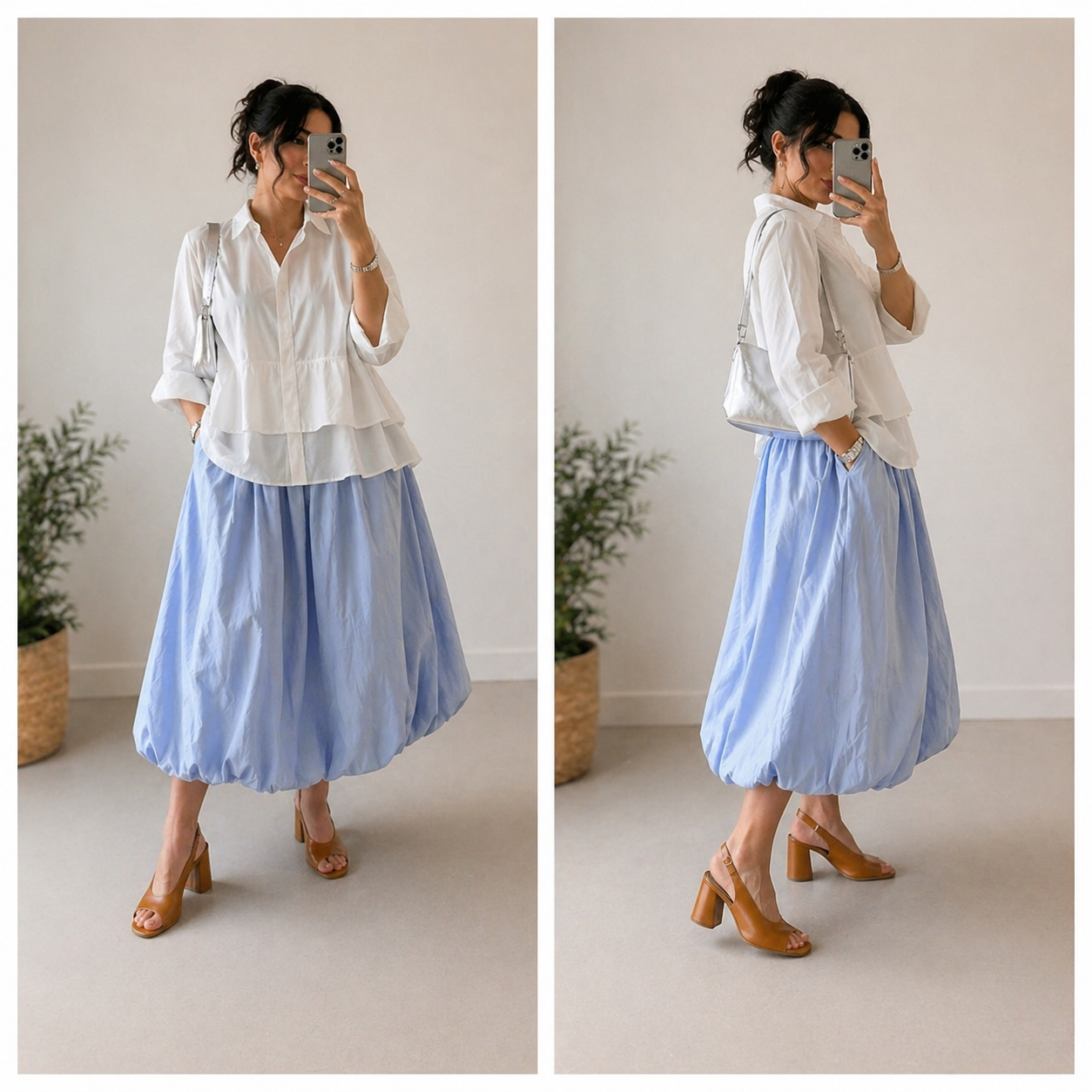 Sandalo Slingback in Pelle Cuoio con Tacco Blocco h.7 centimetri