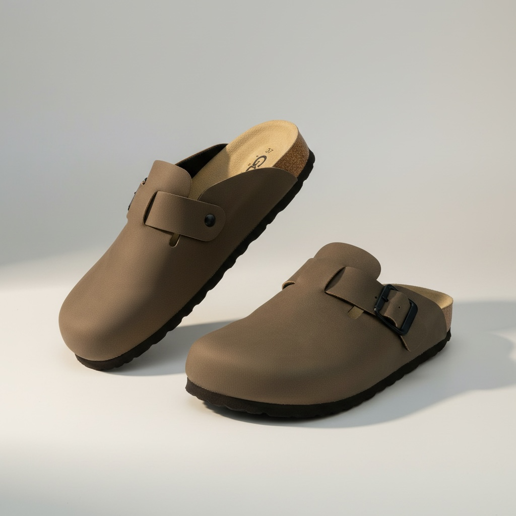 Slip-on Sabot moderno con suola ergonomica Suede Taupe, Scarpa Sabot