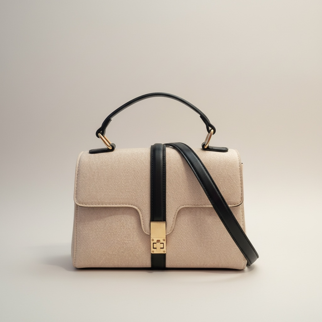 ‘Luna -Tessuto beige effetto Lino per la borsa elegante raffinata - BH shoes”
