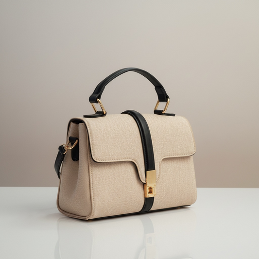 ‘Luna -Tessuto beige effetto Lino per la borsa elegante raffinata - BH shoes”