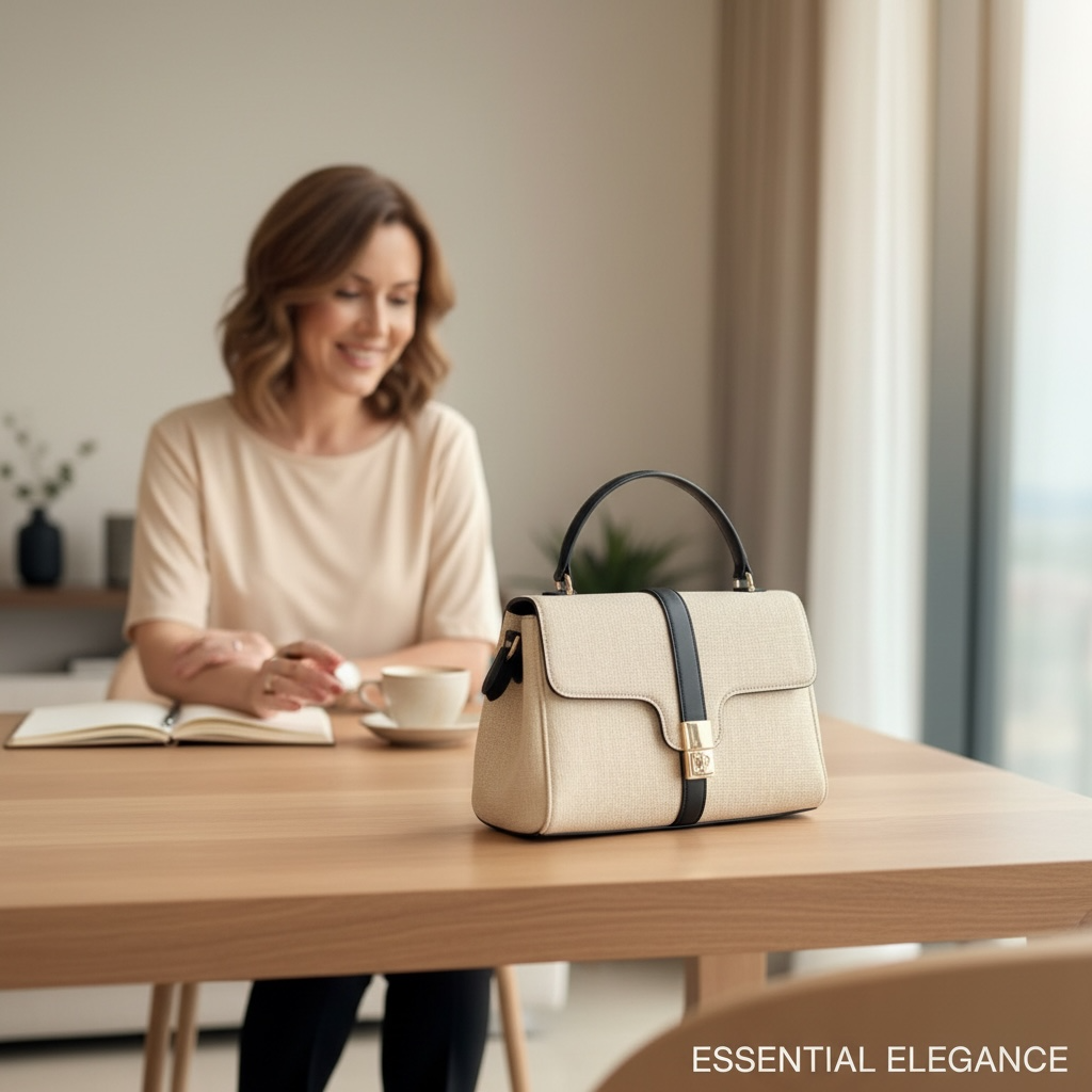 ‘Luna -Tessuto beige effetto Lino per la borsa elegante raffinata - BH shoes”