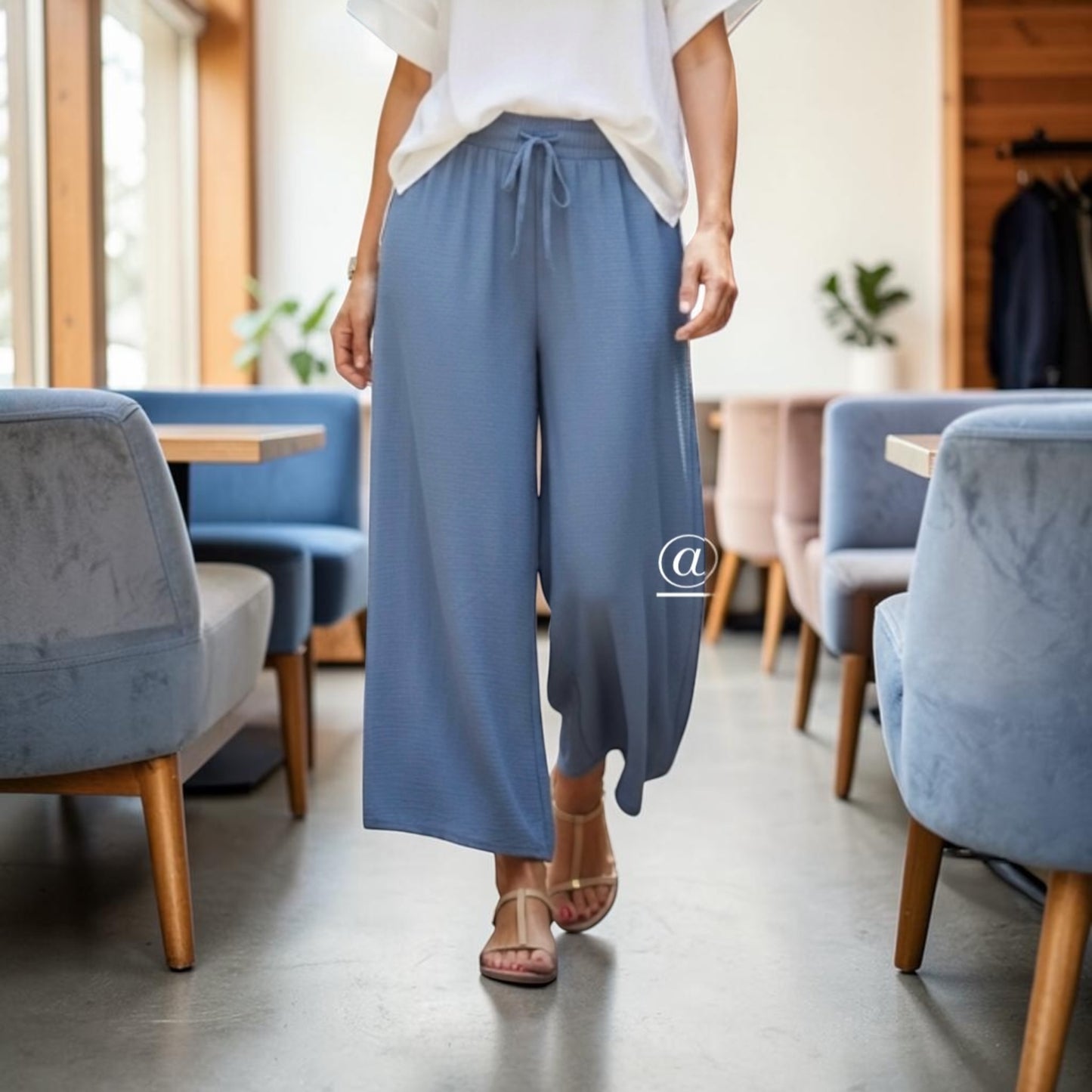 * Pantalone Fluido in Viscosa navy blu