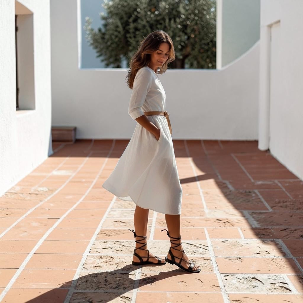 * Sandalo Estivo in Pelle Nera alla schiava Flat minimal art. 1623 | BH shoes design