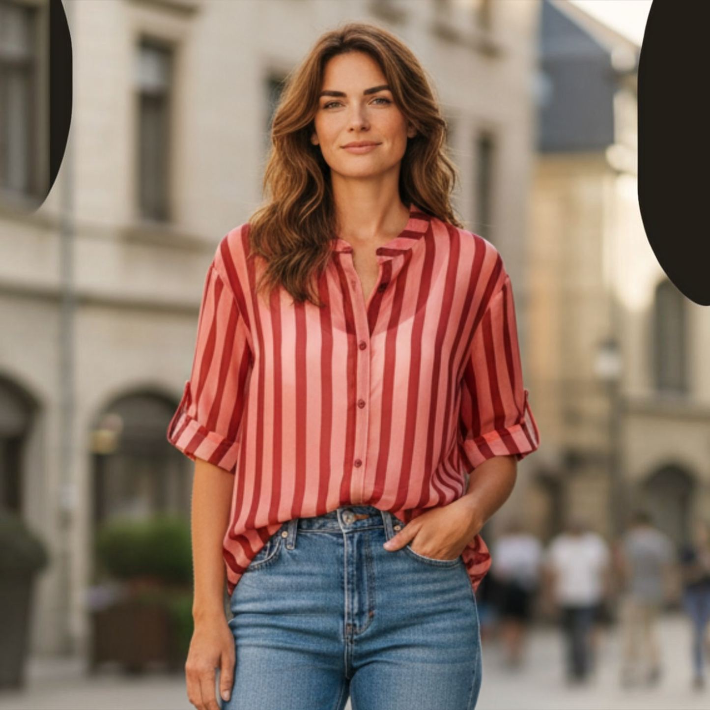 Camicia Rosso sfumato righe