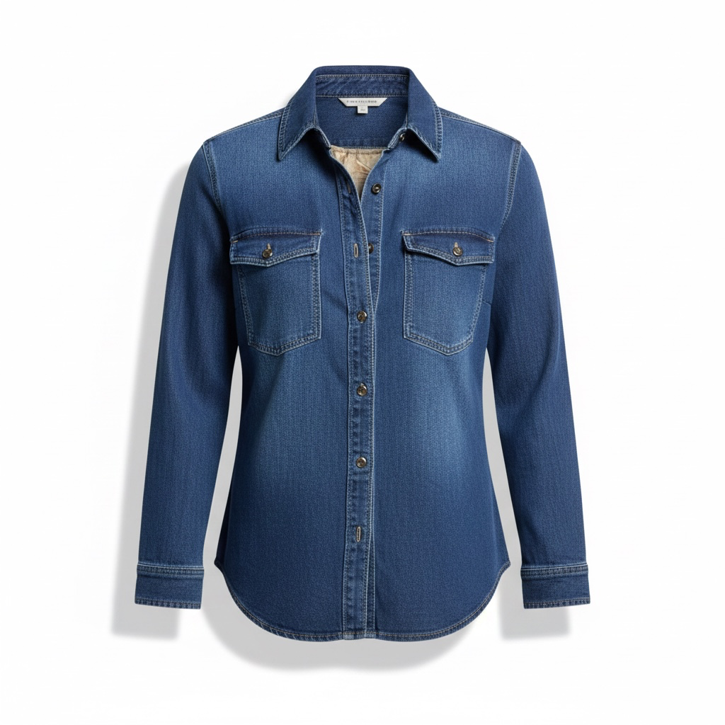 Casacca camicia di jeans/cotone elasticizzato blu