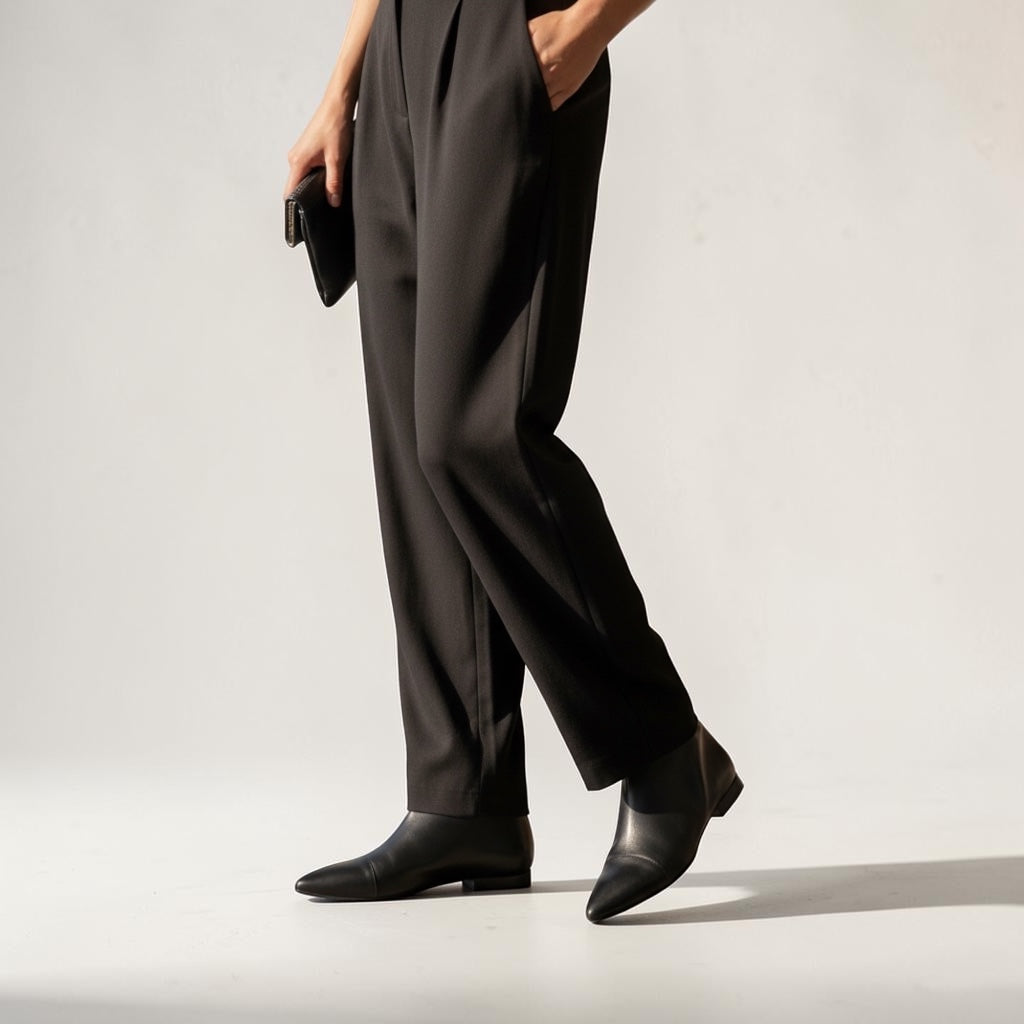 Stivaletto Pikes di pelle nero basso con zip | BH shoes basic