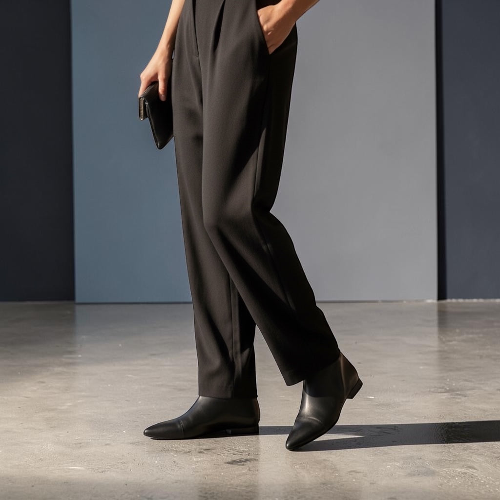 Stivaletto Pikes di pelle nero basso con zip | BH shoes basic
