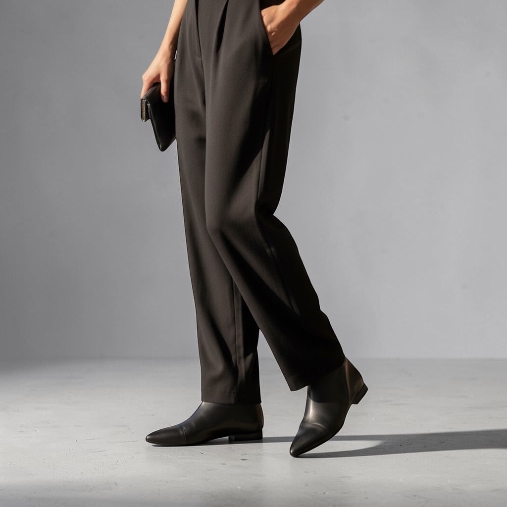 Stivaletto Pikes di pelle nero basso con zip | BH shoes basic