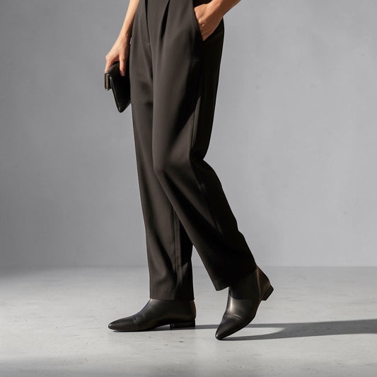 Stivaletto Pikes di pelle nero basso con zip | BH shoes basic