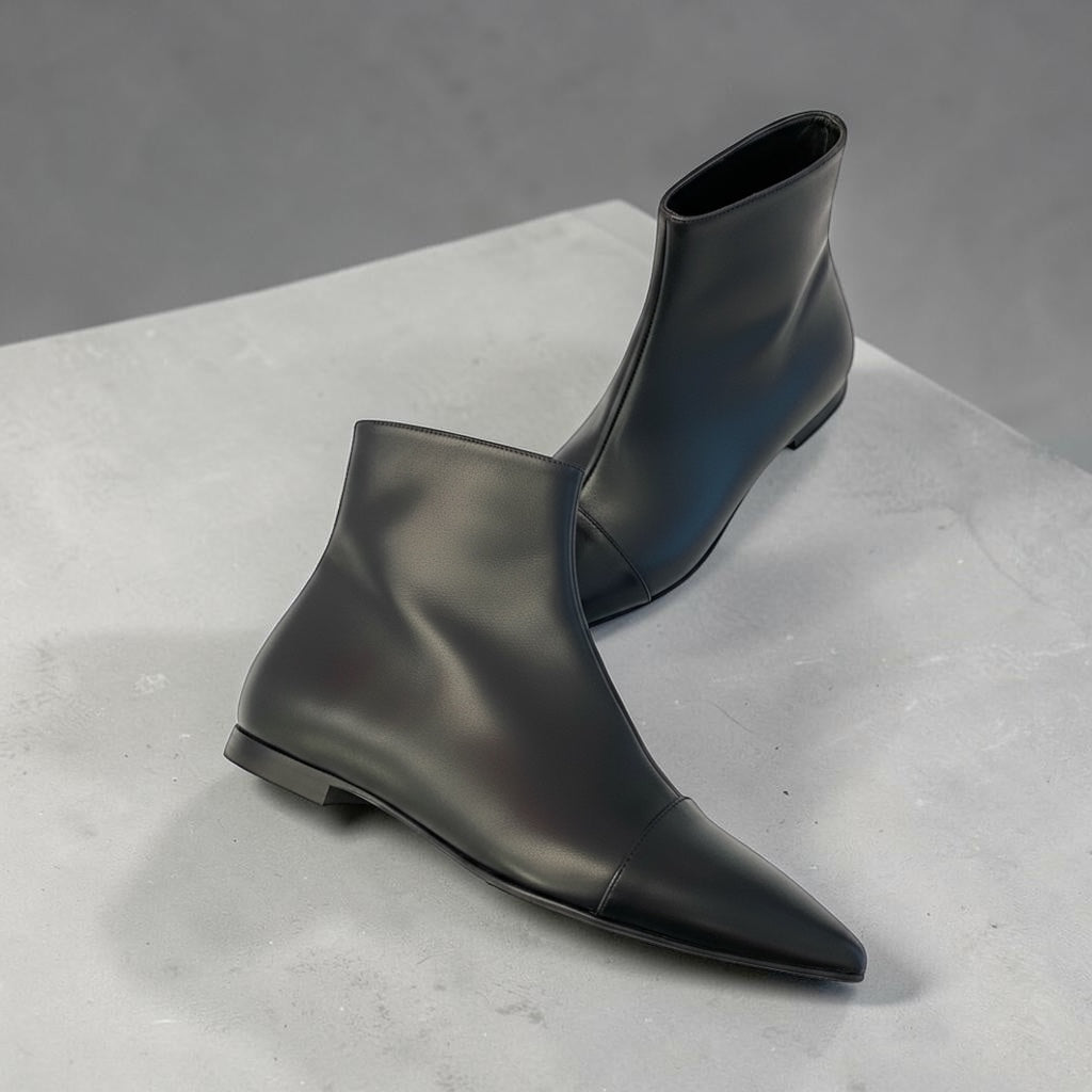 Stivaletto Pikes di pelle nero basso con zip | BH shoes basic