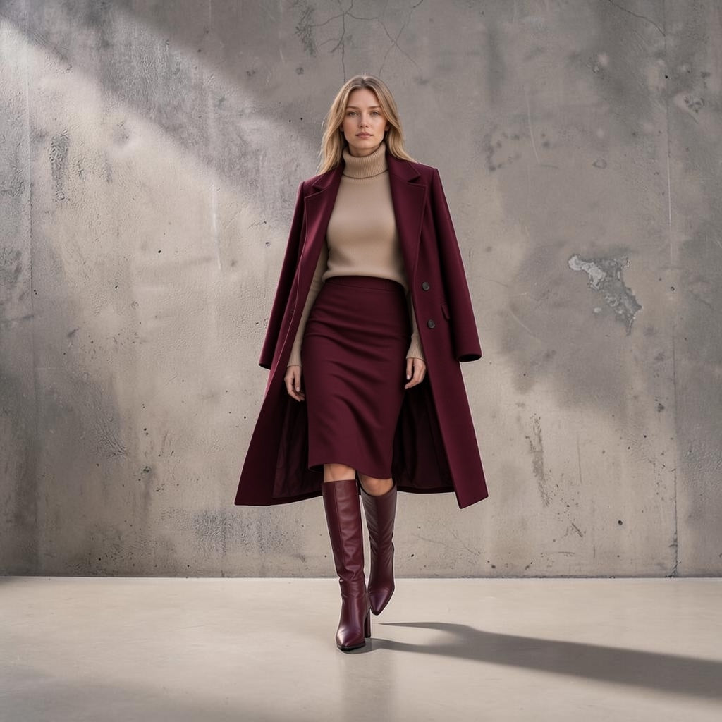Stivale Pelle Must Have Iconico | BH shoes Borgogna tubolare tacco colonna medio modello tubolare stiletto