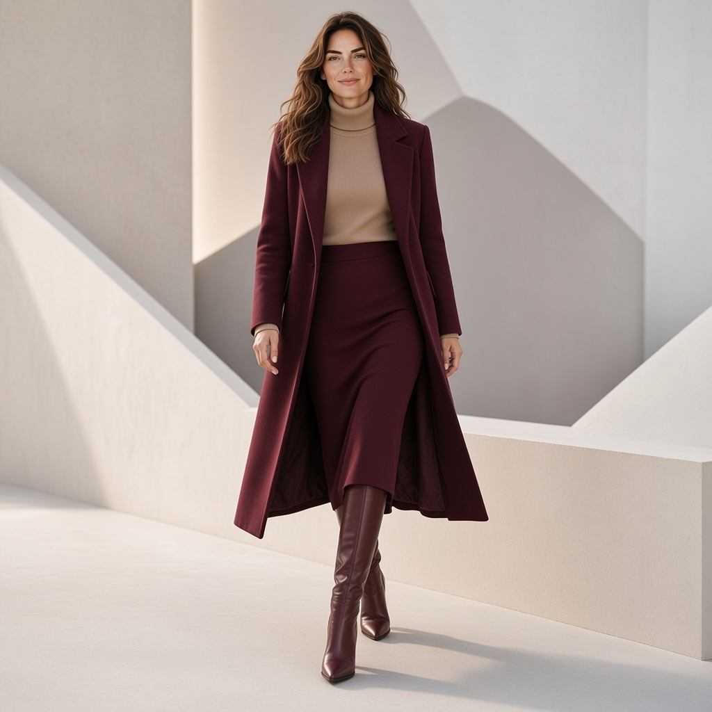 Stivale Pelle Must Have Iconico | BH shoes Borgogna tubolare tacco colonna medio modello tubolare stiletto