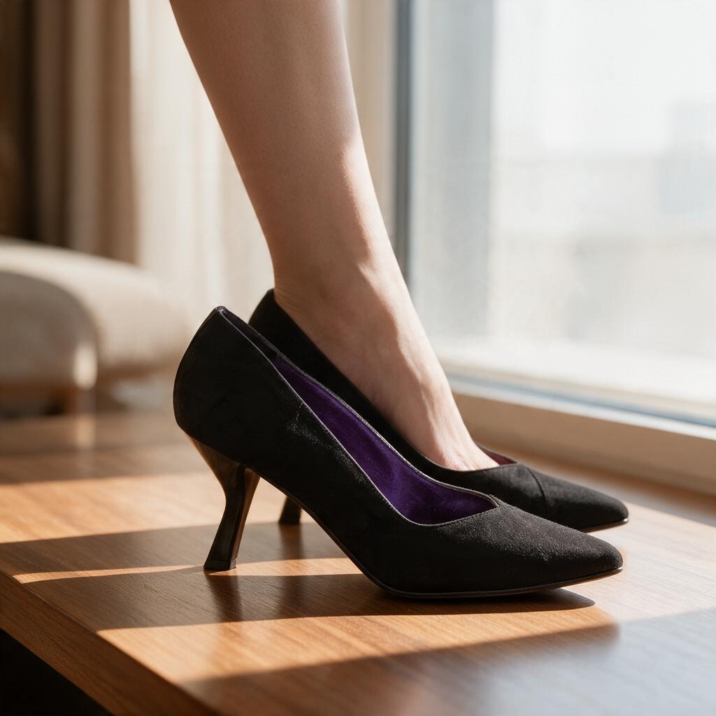 Nuova Décolleté Camoscio Nero, scollo asimmetrico, tacco 7 | BH shoes vera pelle Made in Italy