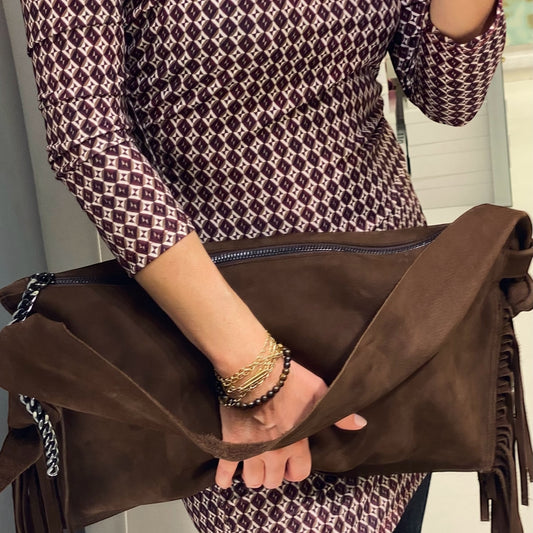 Borsa di Pelle Nabuk Colore Marrone high quality