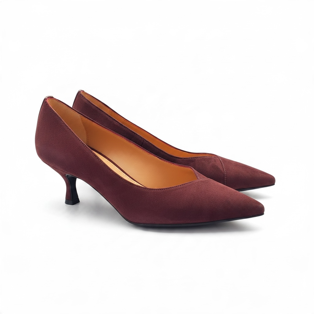 Décolleté Camoscio Bordeaux Pelle BH shoes tacco coda 5 centimetri ricoperto camoscio
