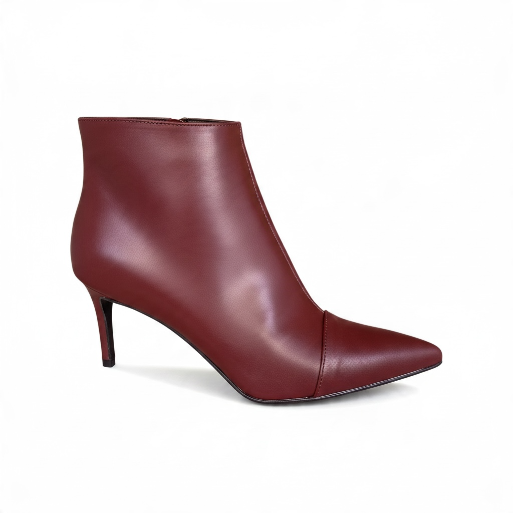 Stivaletto punta Borgogna di Pelle Vitellino tacco coda da 7 centimetri, interno con zip | BH shoes elegante
