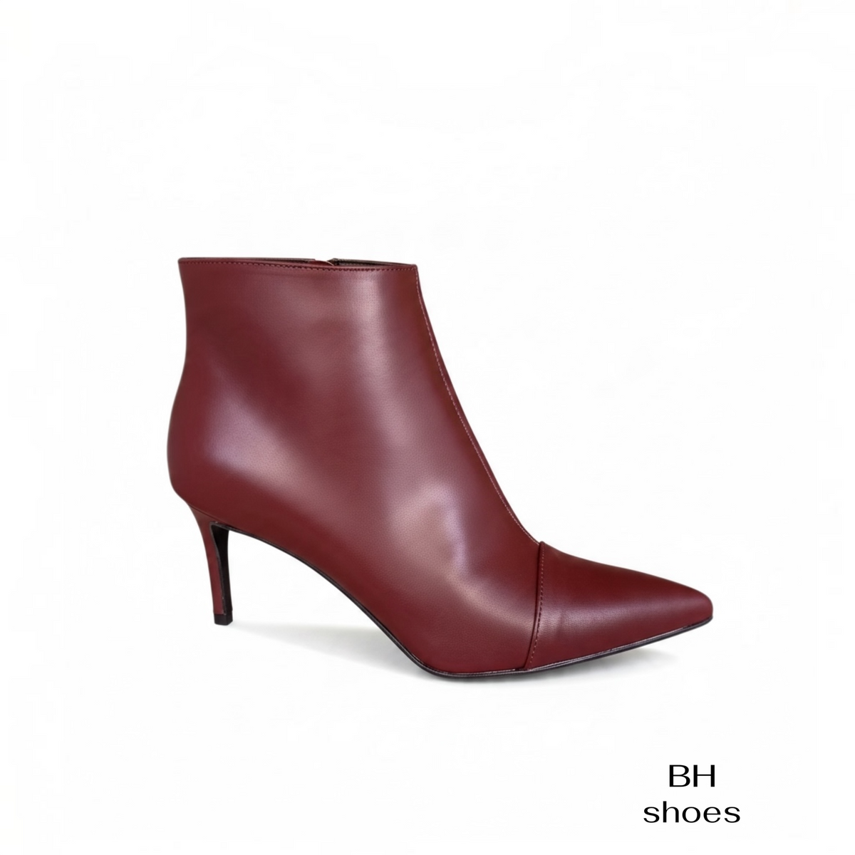 Stivaletto punta Borgogna di Pelle Vitellino tacco coda da 7 centimetri, interno con zip | BH shoes elegante